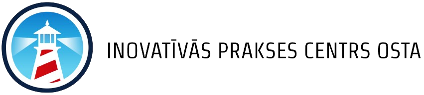 Inovatīvās prakses centra Osta logotips – sarkanbalta bāka